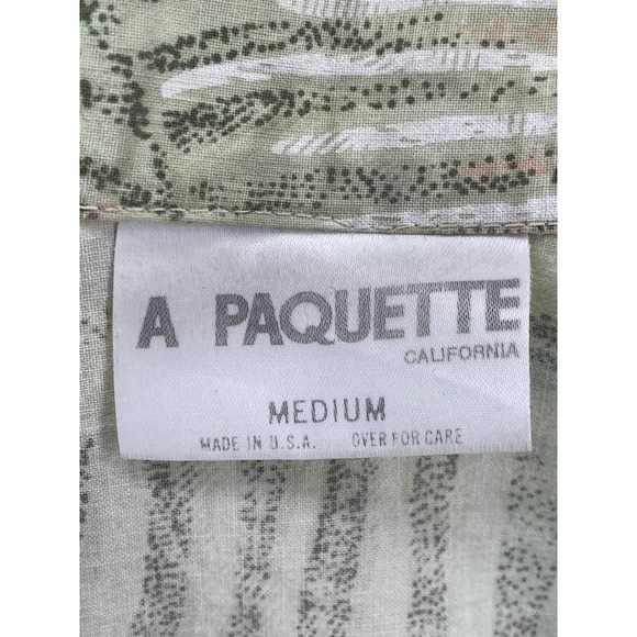 A Paquette California Green Tropical Print Button Front Shirt Medium M - Picture 4 of 8
